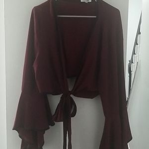 Burgundy wrap crop top